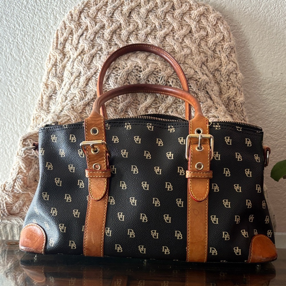 Dooney & Bourke Black and Tan Satchel - Picture 3 of 16